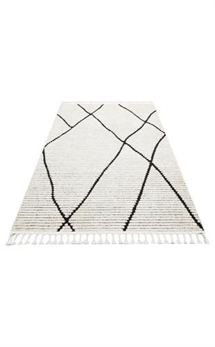 TERAZZO WHİTE BLACK  Hav Toz Vermez Yumuşak Dokulu Etnik Örgü Desenlere Sahip Modern İskindinav Halı