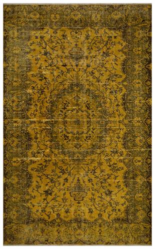 GERÇEK EL DOKUMA HARDAL KAHVERENGİ GÖBEKLİ DESEN VİNTAGE HALISI