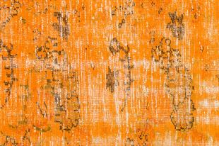 GERÇEK EL DOKUMA KAHVERENGİ ÇİÇEKLİ TURUNCE VİNTAGE HALISI