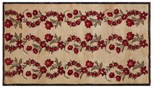 EŞSİZ EL DOKUMA AÇİK KAHVE KIRMIZI RENGİ ÇİÇEKLİ DESEN VİNTAGE HALI