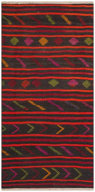 ÇOK RENKLİ ÇİÇEKLİ DESEN EL DOKUMA ANADOLU KİLİM