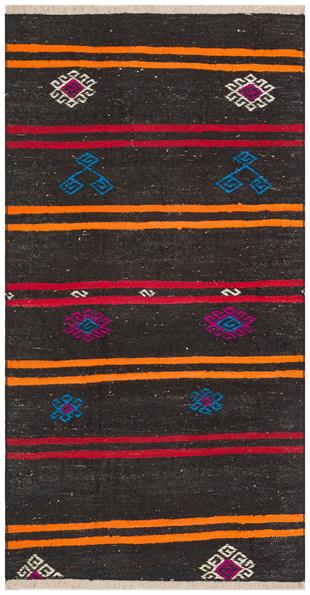 SARİ KIRMIZI RENGİ ÇİZGİLİ DESEN EL DOKUMA ANADOLU KİLİM