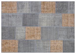 Geneleksel El Dokuma Kahve Gri Rengi  Patchwork Halı