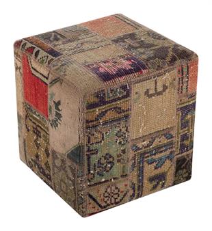 KAHVEREGİ ANADOLU KİLİM EL DOKUMA PATCHWORK PUF