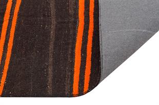 GENELEKSEL TURUNCU RENGİ ÇİZGİLİ DESEN KEÇİ KILI ETNİK KİLİM