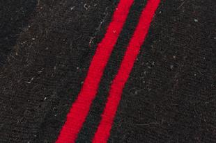 GELENEKSEL EL DOKUMA PEMBE SARİ ÇİZGİLİ KEÇİ KILI KİLİM PASPAS