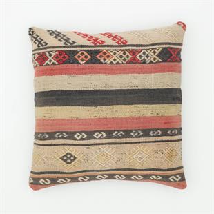 GENELEKSEL EL DOKUMA RENKLİ BOHEM DESEN KİLİM YASTIK KILIFI 