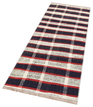 ÖZEL EL DOKUMA LACUVERT KREM KARİŞİMI VINTAGE KİLİM 