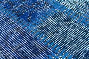 Eşsiz El Dokuma Mavi Rengi Patchwork Halı Paspas-50x80
