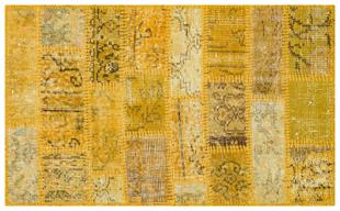 GENELEKSEL EL DOKUMA SARİ RENGİ PATCHWORK HALI PASPAS