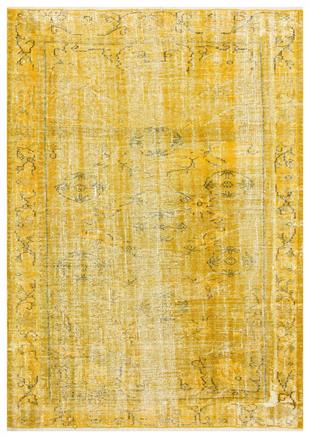 SARİ SİYAH RENGİ GÖBEKLİ TÜRK EL DOKUMA VİNTAGE HALISI