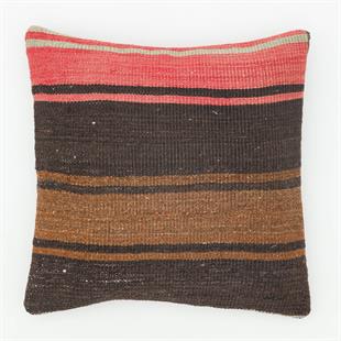 EL DÜĞÜMLÜ SİYAH KAHVERENGİ RENKLİ VİNTAGE YASTIK KILIFI