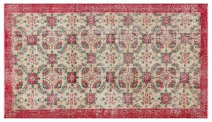 GENELEKSEL EL DOKUMA NATUREL RENGİ ÇİÇEKLİ DESEN ESKİTME VİNTAGE HALISI