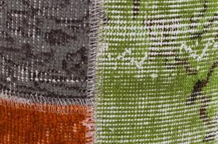 GERÇEK EL DOKUMA MULTİ RENGİ PATCHWORK YUVARLAK PUF