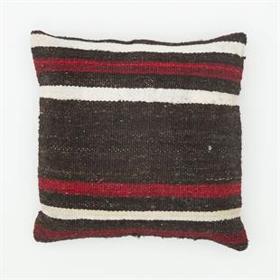 EL DOKUMA BEYAZ KİRİMİZİ RENGİ ÇİZİGİLİ DESEN ÇAPUT PALA KİLİM YASTIK KILIFI