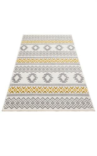 NOA GREY YELLOW  HAV TOZ VERMEZ YIKANABİLİR ÇİFT TARAFLI İNCE MODERN İSKANDİNAV KİLİM