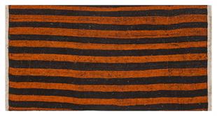 GERÇEK EL DOKUMA SARİ KIRMIZI RENGİ ÇİZGİLİ DESEN KİLİM