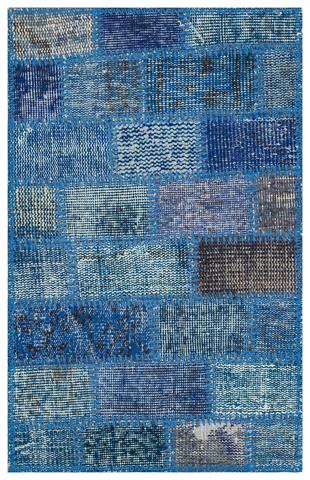 Eşsiz El Dokuma Mavi Rengi Patchwork Halı Paspas-50x80