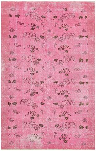 GENELEKSEL EL DOKUMA PEMBE RENGİ ÇİÇEKLİ DESEN VİNTAGE HALISI