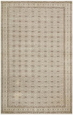 GENELEKSEL EL DOKUMA BEJ KAHVERENGİ ÇİÇEKLİ DESEN YÜN SALON HALISI