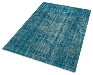 GERÇEK EL DOKUMA SİYAH RENGİ ÇİÇEKLİ TURKUAZ VİNTAGE HALISI