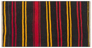 GENELEKSEL EL DOKUMA SARİ KIRMIZI RENGİ ÇİZGİLİ DESEN KİLİM