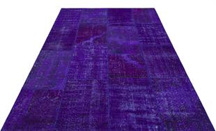 Geneleksel El Dokuma Mor Rengi Patchwork Halı