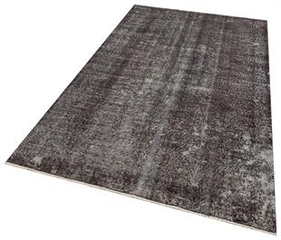 GERÇEK EL DOKUMA ANTRASİT RENGİ DESENSİZ YÜNLÜ VİNTAGE HALISI