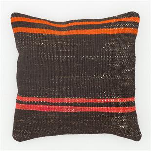 EL DÜĞÜMLÜ SİYAH RENKLİ TURUNCU ASTARLI YASTIK KILIFI