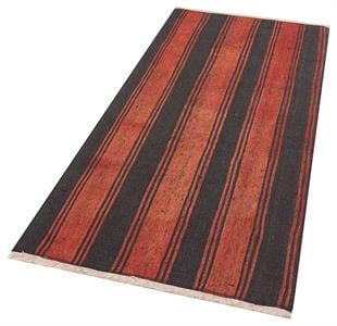 ANADOLU EL DOKUMA SİYAH KİREMİT RENGİ YÜN KİLİM