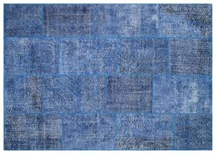 Geneleksel El Dokuma Mavi Rengi Patchwork Halı