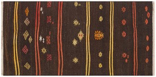 GERÇEK EL DOKUMA KOYU KAHVE ANADOLU KİLİM