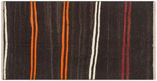 GENELEKSEL TURUNCU RENGİ ÇİZGİLİ DESEN KEÇİ KILI ETNİK KİLİM