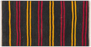 KIRMIZI SARİ RENGİ ÇİZGİLİ DESEN KEÇİ KILI YÜN KİLİM