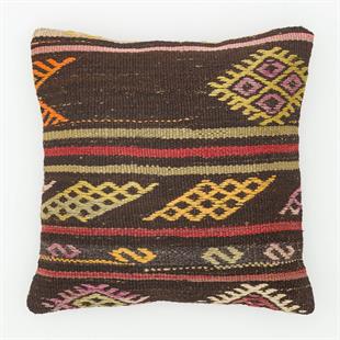 SARI RENKLİ ÇİÇEKLER TASARIM SİYAH VİNTAGE YASTIK KILIFI