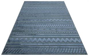 NAVY DYED YÜKSEK ALÇAK DOKULU NATUREL YÜN VE VISKON MODERN DOKUMA HALI