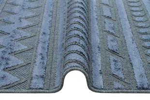 NAVY DYED YÜKSEK ALÇAK DOKULU NATUREL YÜN VE VISKON MODERN DOKUMA HALI