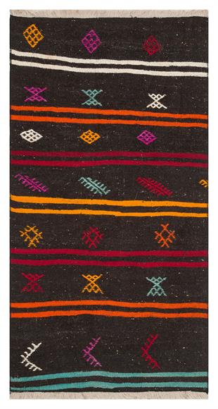 GERÇEK EL DOKUMA SARI KIRIMIZI RENGİ ÇİÇEKLİ DESEN YÜN KİLİM