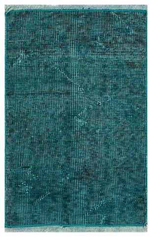 EŞSİZ EL DOKUMA KOYU TURKUAZ RENGİ VİNTAGE HALI PASPAS