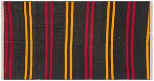 GERÇEK EL DOKUMA SARİ KIRMIZI RENGİ ÇİZGİLİ DESEN KİLİM