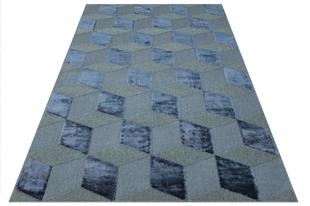 NAVY DYED YÜKSEK ALÇAK DOKULU NATUREL YÜN VE VISKON MODERN DOKUMA HALI