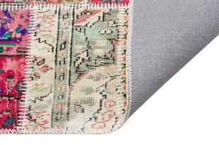 Geneleksel El Dokuma  Bej Naturel Rengi Patchwork Halı