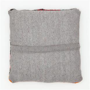 KİRMİZİ SARI RENGİ ÇİZGİLİ DESEN KEÇİ KİLİ KİLİM YASTIK KILIFI