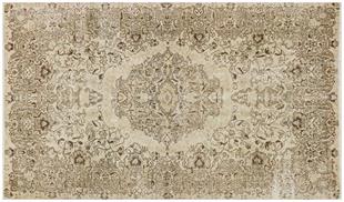 GERÇEK EL DOKUMA BEJ RENGİ ÇİÇEKLİ VİNTAGE İSPARTA HALISI