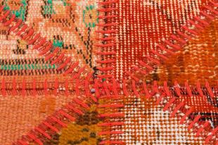 GENELEKSEL EL DOKUMA TURUNCU RENGİ PATCHWORK HALI PASPAS