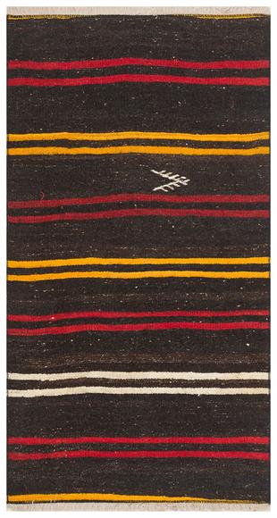 Çok Renkli El Dokuma Keçi Kılı Yün Yolluk  Kilim