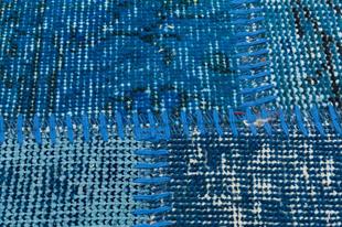 GENELEKSEL EL DOKUMA MAVİ RENGİ PATCHWORK HALI PASPAS