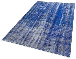 GENELEKSEL EL DOKUMA MAVİ RENGİ TÜRK VİNTAGE HALISI