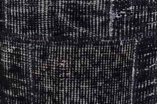 EŞSİZ EL DOKUMA SİYAH RENGİ PATCHWORK YUVARLAK PUF