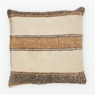 GENELEKSEL DOĞAL KREM KAHVERENGİ KENDİR KİLİM YASTIK KILIFI